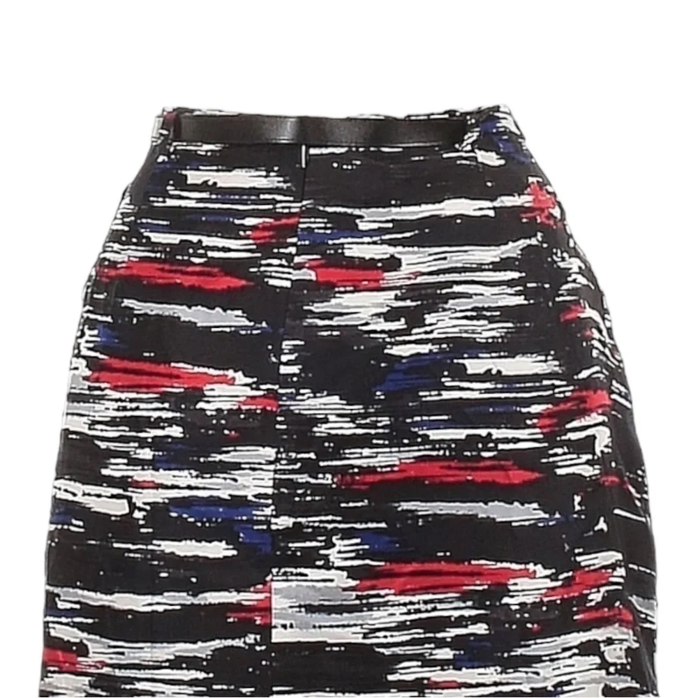 Doncaster 100% Silk Draped Black Abstract Belted Pencil Skirt Size 4 NWT